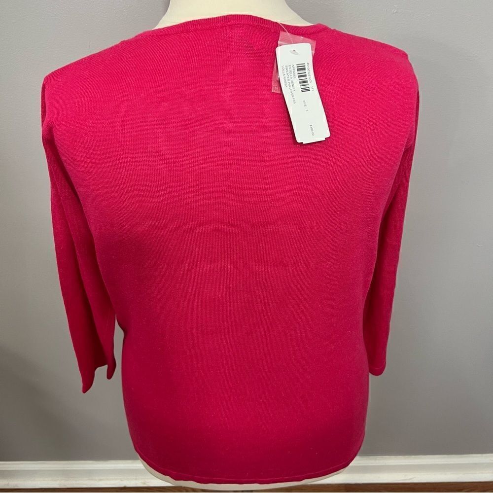 NWT Chico's Estella Henley Linen Embellished Pullover Hot Pink Sweater- … - Picture 8 of 12
